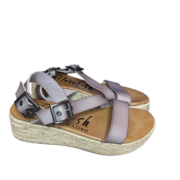 Blowfish Women's Metallic platform espadrille Sandals Gray size 8.5 - Picture 1 of 10